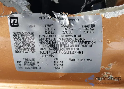 2025 Buick Envista Preferred Fwd z USA, uszkodzony, nr VIN KL47LAEP8SB137951